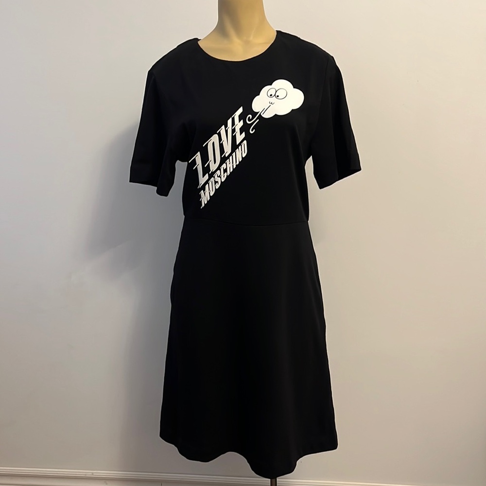 💯% Authentic BNWT Love Moschino Black Cloud Logo Dress